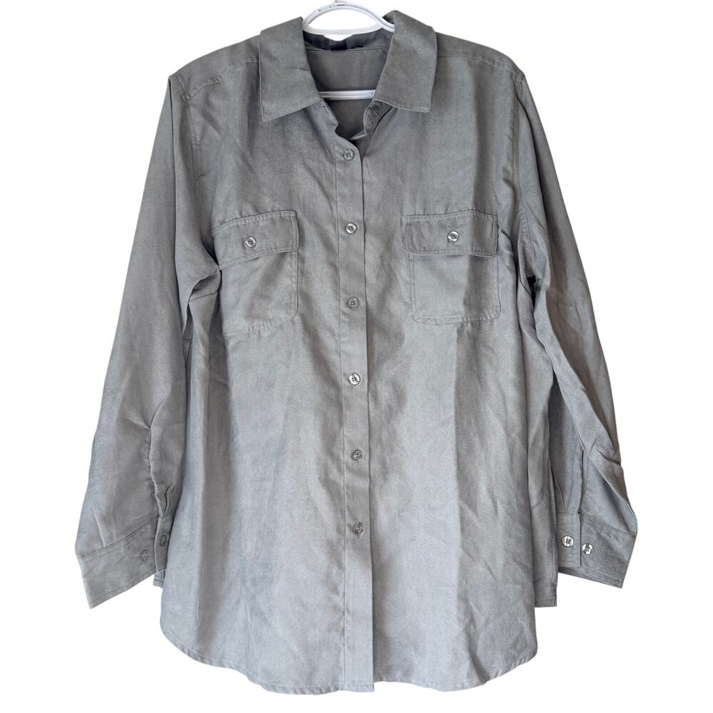Roaman's Button Up Shirt Gray Size 18 W